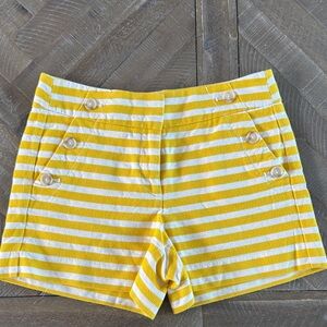 LOFT Yellow and White Striped Shorts